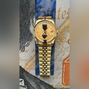 36mm Luxury Automatic Stainless Steel Watch All Gold Diamonds